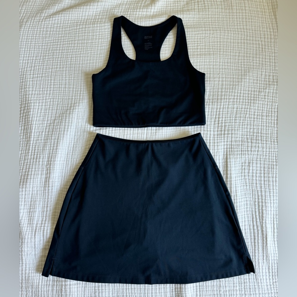 Girlfriend Collective Midnight Paloma Bra + Sport Skort Set | Both Size Medium